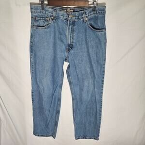 Levi's 550 Light Stone Washed Jeans, Straight Leg Denim 36x30 Relaxed Fit Zipper